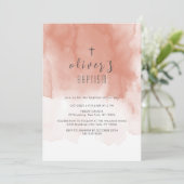 Terracotta Watercolor Wüste Cross Boy Taufe Einladung (Stehend Vorderseite)