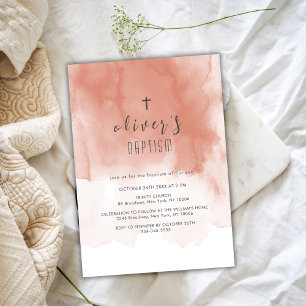 Terracotta Watercolor Wüste Cross Boy Taufe Einladung