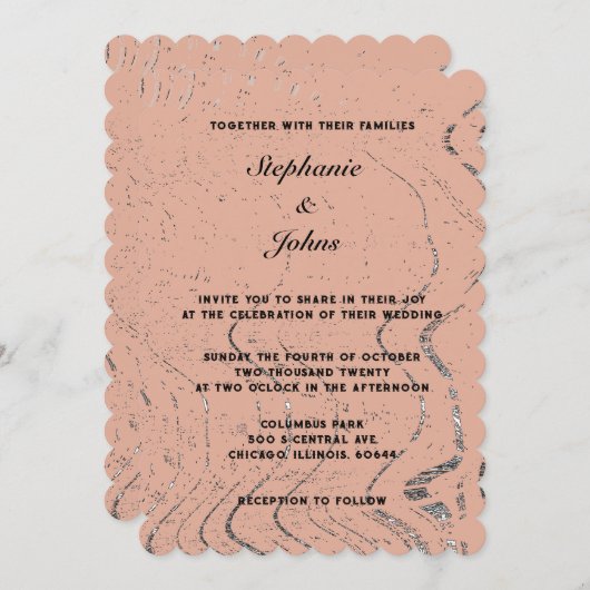 Terracotta Wave Abstrakt Scallop Bohemische Hochze Einladung (Vorne/Hinten)