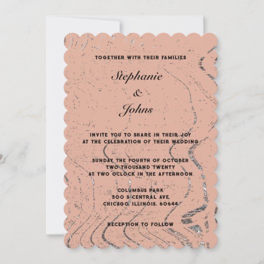 Terracotta Wave Abstrakt Scallop Bohemische Hochze Einladung (Vorderseite)