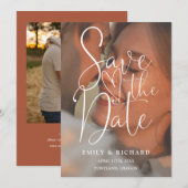 Terracotta Wedding 2 Foto Elegantes Script Save The Date (Vorne/Hinten)