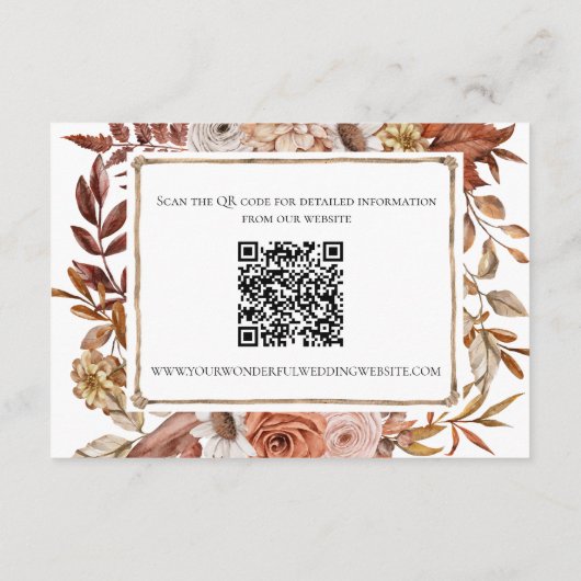 Terracotta Wedding Accommodation Card Begleitkarte (Rückseite)