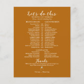 Terracotta Wedding Bridal Timeline (Vorderseite)