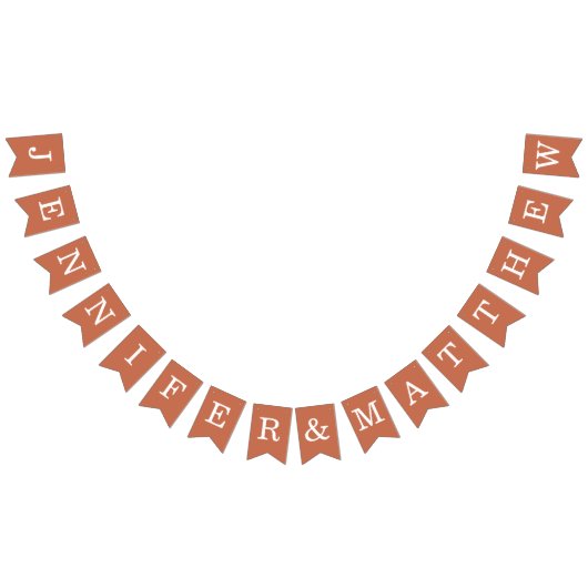 Terracotta Wedding Bride Groom Names Simple Brown Wimpelkette (Alle)
