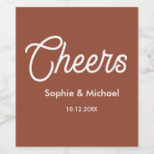 Terracotta Wedding Cheers Brown White Weinetikett (Einzelnes Label)