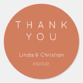 Terracotta Wedding Classic Round Sticker (Vorderseite)