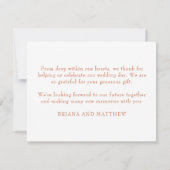 Terracotta Wedding Dankeschön Karte (Rückseite)