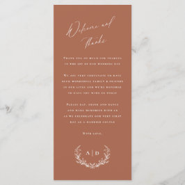 Terracotta Wedding Day Willkommen und Danke Karte