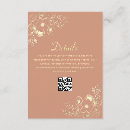 Terracotta Wedding Details QR Code Begleitkarte (Vorderseite)