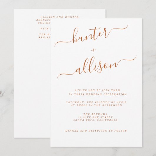 Terracotta Wedding Einladung  (Vorne/Hinten)