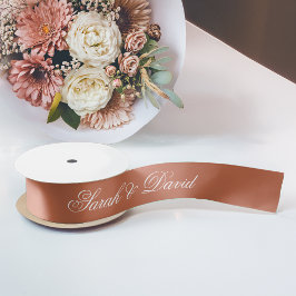 Terracotta Wedding Elegante White Calligraphy Brow Satinband