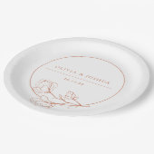 Terracotta Wedding Floral Personzlized Pappteller (Schrägansicht)