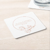 Terracotta Wedding Floral Personzlized Rechteckiger Pappuntersetzer (angewinkelt)