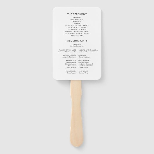 Terracotta Wedding Floral Rustic Programm Hand Fan Fächer (Rückseite)