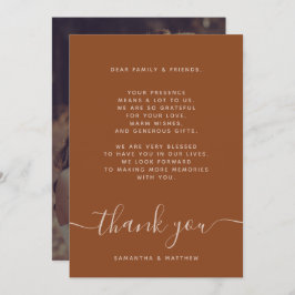 Terracotta Wedding Foto Danke Karte