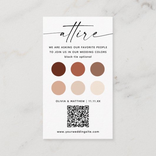 Terracotta Wedding Guest Atture + QR | Kleidercode Begleitkarte (Vorderseite)