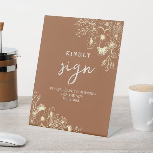 Terracotta Wedding Guest Book Sockelschild (In SItu)