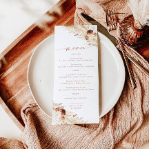 Terracotta Wedding Menu | Boho Pampas Grass