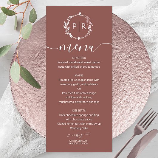 Terracotta Wedding Menu Card