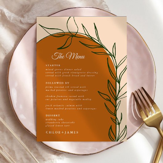 Terracotta Wedding Menu Cards Menükarte