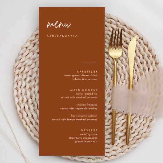 Terracotta Wedding Menu Cards Menükarte