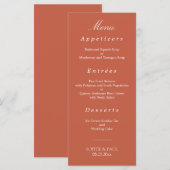 Terracotta Wedding Menu Menükarte (Vorne/Hinten)