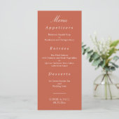 Terracotta Wedding Menu Menükarte (Stehend Vorderseite)