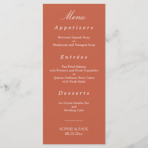 Terracotta Wedding Menu Menükarte