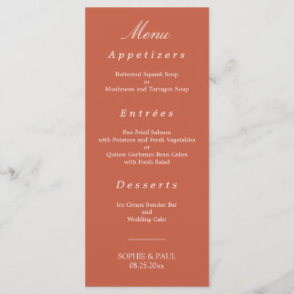 Terracotta Wedding Menu Menükarte