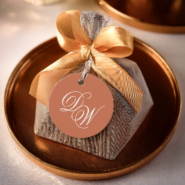 Terracotta Wedding Monogram Classic Simple Brown Geschenkanhänger