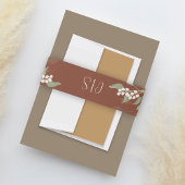 Terracotta Wedding Monogram Floral Custom Einladungsbanderole