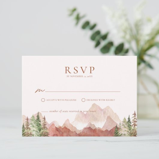 Terracotta Wedding Mountain UAWG Enclosure Card Einladung (Stehend Vorderseite)