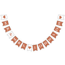 Terracotta Wedding Mr. & Mrs. 7 Letter Name Hearts