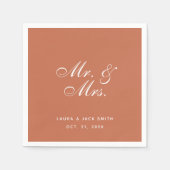 Terracotta Wedding Mr. und Mrs. Brown White Script Serviette (Vorderseite)