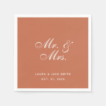 Terracotta Wedding Mr. und Mrs. Brown White Script
