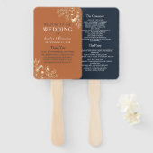 Terracotta Wedding Program Hand Fan Fächer (Vorne und Hinten)