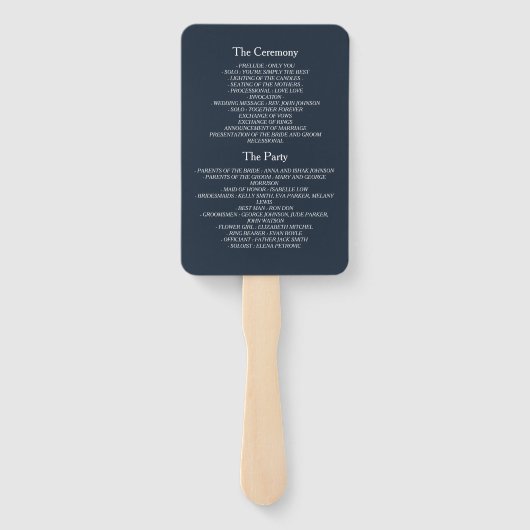 Terracotta Wedding Program Hand Fan Fächer (Rückseite)