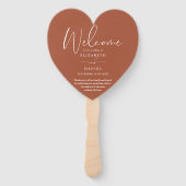 Terracotta Wedding Program Heart Fächer (Vorderseite)