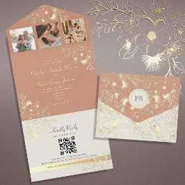 Terracotta Wedding QR Code All In One Einladung