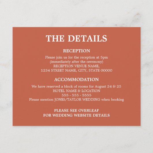 Terracotta Wedding QR Code Details Umschließungska Begleitkarte (Vorderseite)