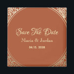 Terracotta Wedding retten das Datum Einladung Magn Magnet<br><div class="desc">Einfache,  moderne Schrift,  elegante Terrakotta und Gold Wedding Save the Date Einladung Magnet.</div>