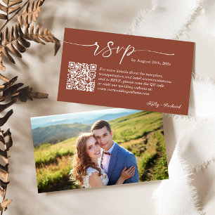 Terracotta Wedding RSVP Website QR Code Foto Begleitkarte