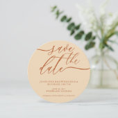 Terracotta Wedding Save Date Photo Calligraphy Save The Date (Stehend Vorderseite)