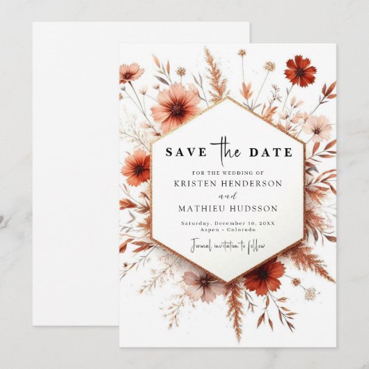 Terracotta Wedding Save The Date (Vorne/Hinten)
