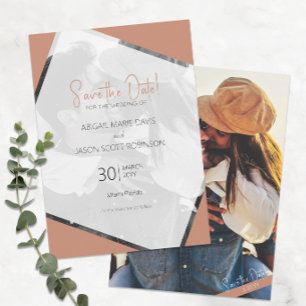 Terracotta Wedding Save the Date with Color Foto Einladung
