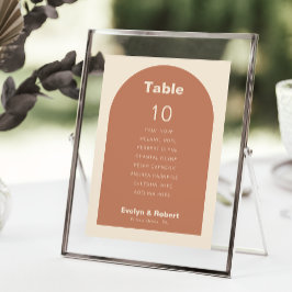 Terracotta Wedding Table 10 Seating Chart Card Kar Einladung