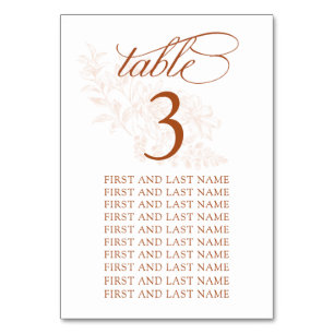 Terracotta Wedding Tischnummer Card