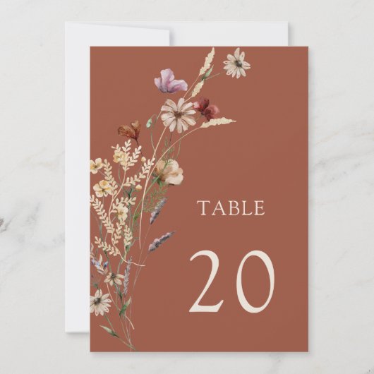 Terracotta Wedding Tischnummern (Vorderseite)