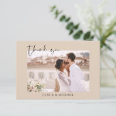 Terracotta Wedding Vielen Dank Foto Minimalistisch Dankeskarte (Stehend Vorderseite)