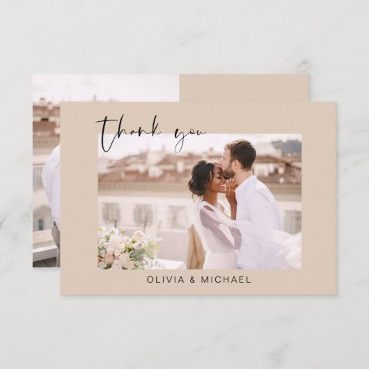Terracotta Wedding Vielen Dank Foto Minimalistisch Dankeskarte (Vorne/Hinten)